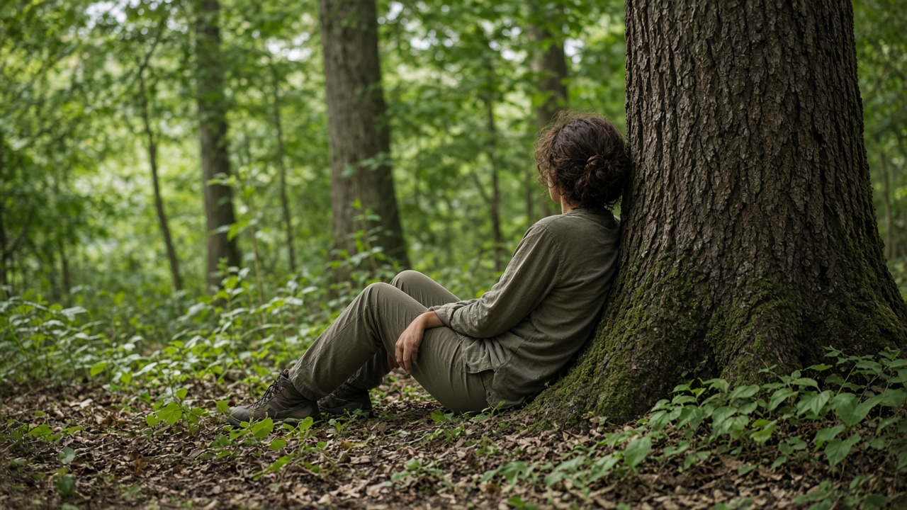 Back against a tree