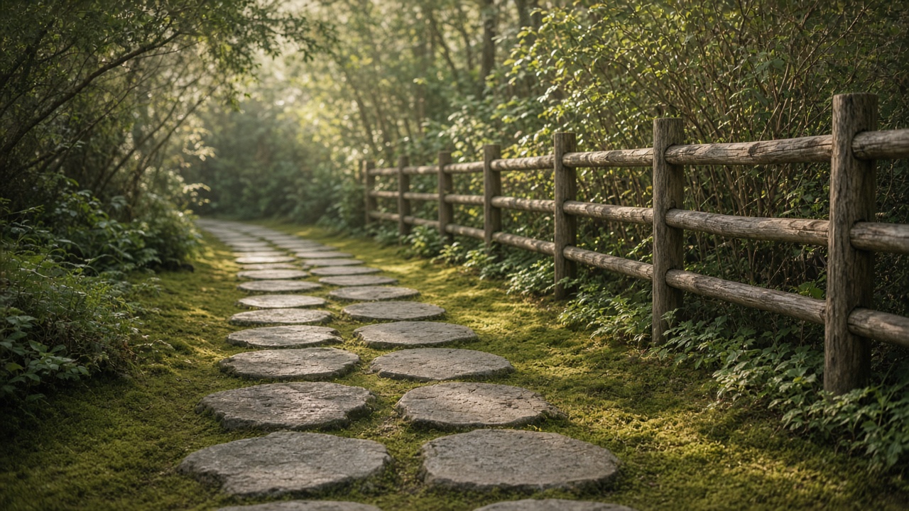 Stepping stones through a quiet garden